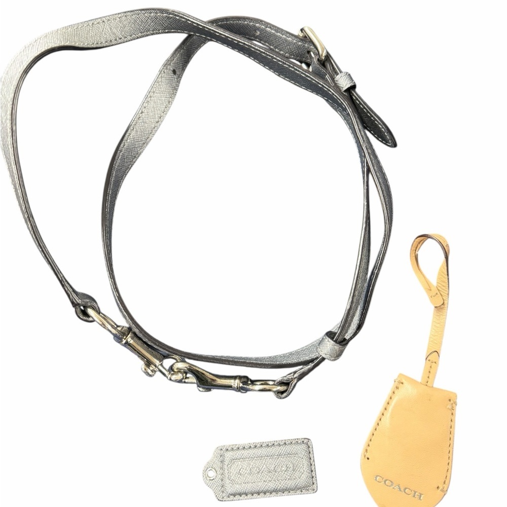 Coach Silver and Tan Leather crossbody replacment strap, fob f peyton bag F25671 - Picture 4 of 9
